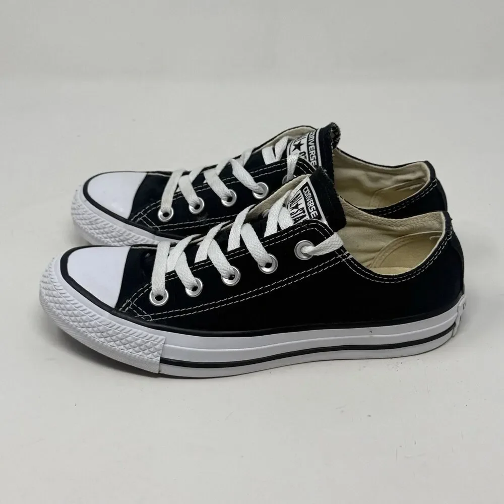 Converse All Star Shoes Womens 6 Black Canvas Low Top Sneakers Chucks Grunge